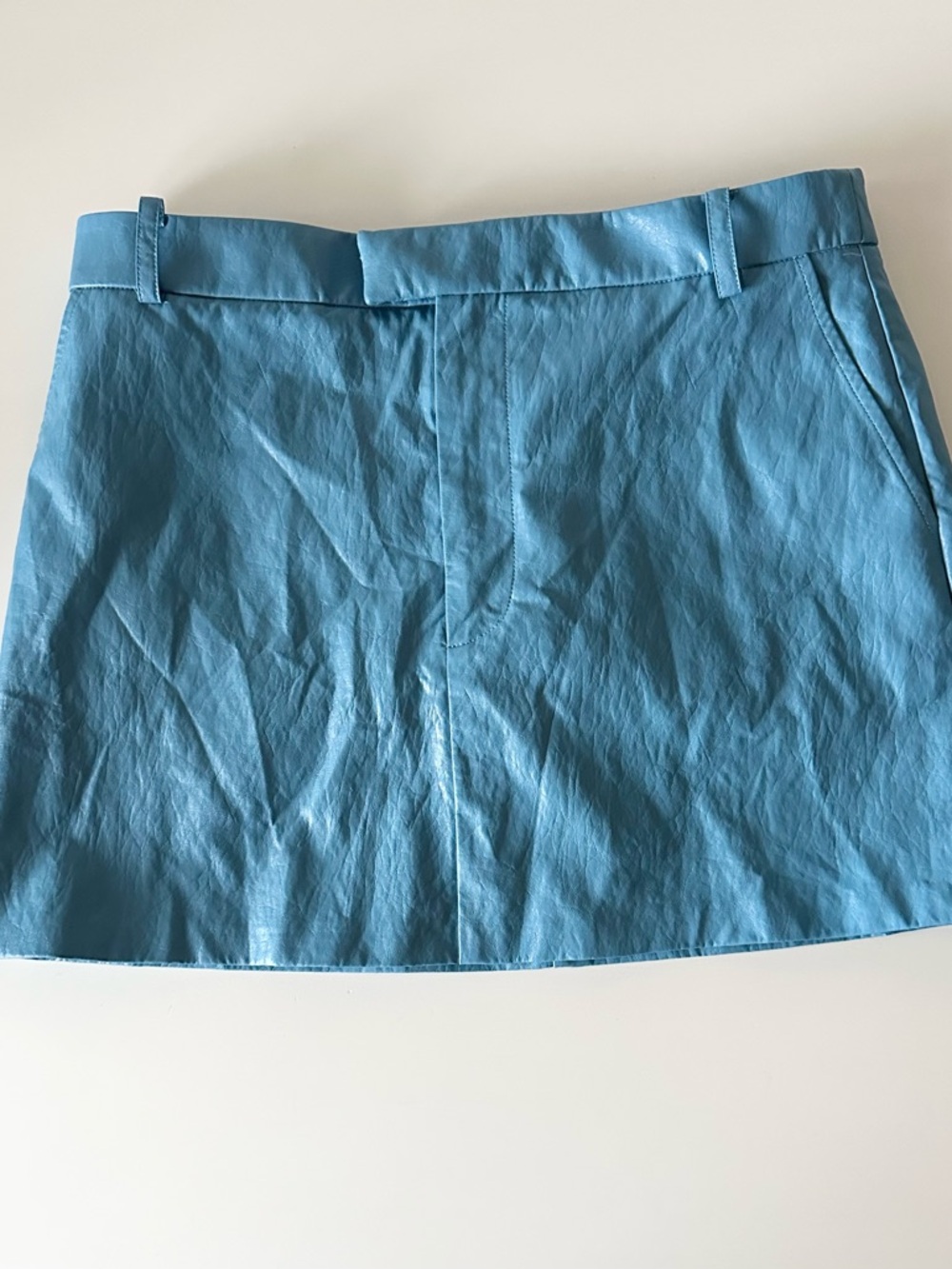 NWT Rails Prim Faux Leather Mini Skirt in Bluestone - Size 6